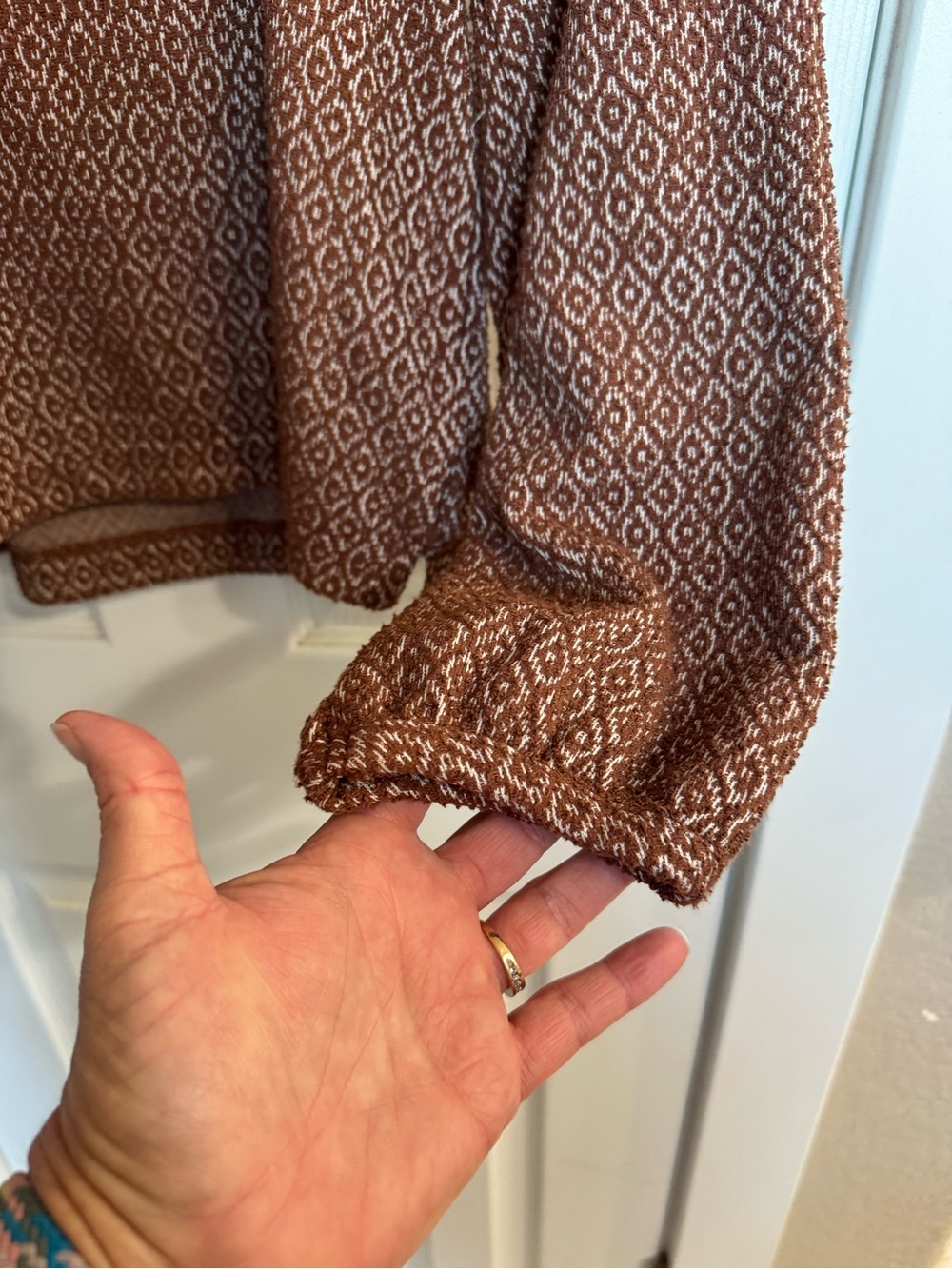 Madewell Brown Geometric Long-Sleeve Blouse - Picture 7 of 8